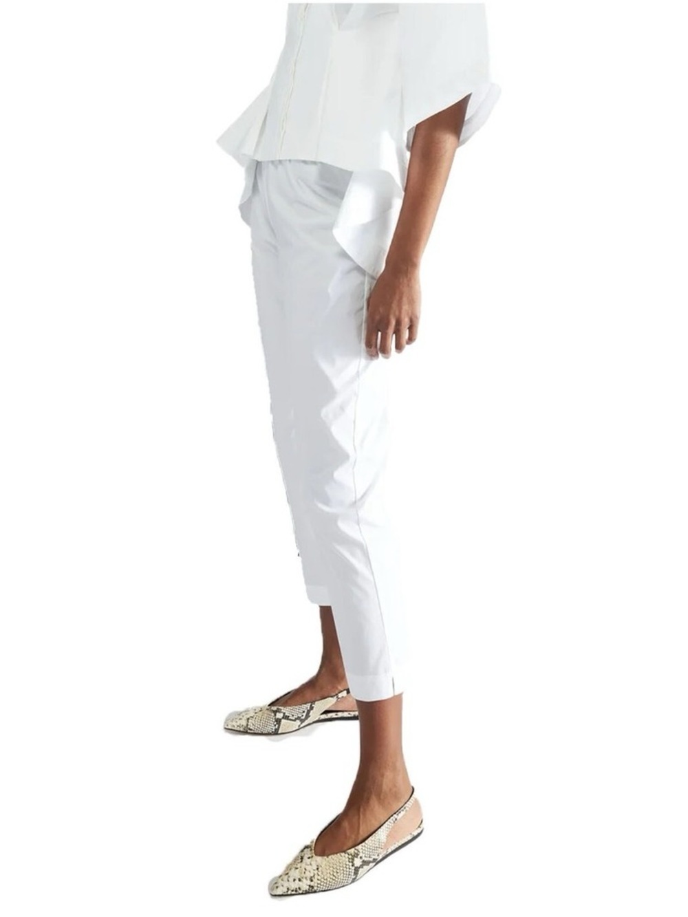 Liviana Conti White Livi Pull-On Cotton Trousers - US 8 (IT 44)